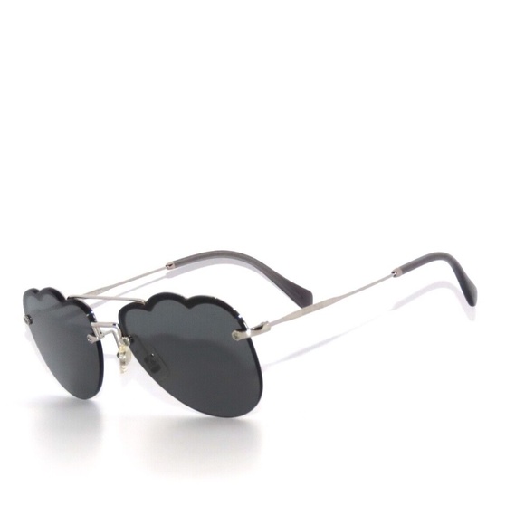 Miu Miu Miumiu 56U 56 1BC-175 Silver Dark Gray Flash Silver Sunglasses